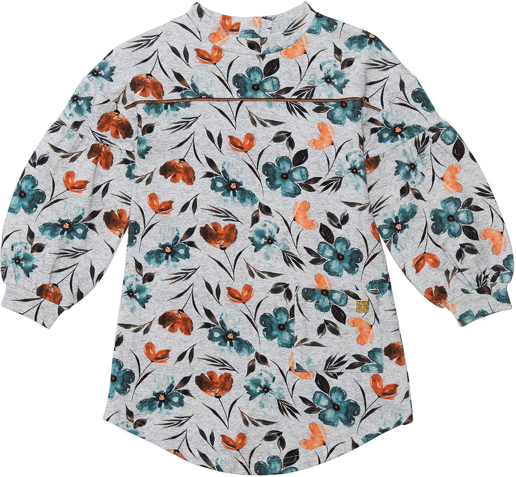 Deux par Deux Printed Watercolor Flowers Long Sleeve Dress Little Girl Altitude Sports