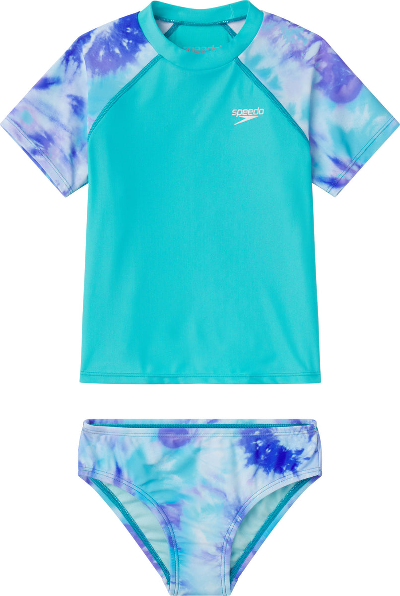 Speedo Short Sleeve Printed Rashguard Set Girls Altitude Sports
