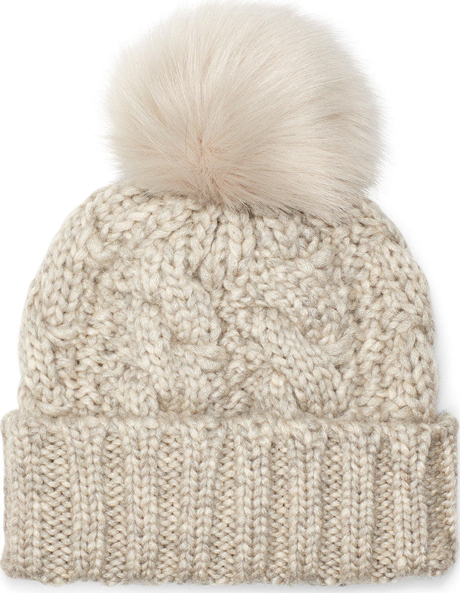 UGG Knit Cable Beanie Faux Fur Pom Women's Altitude Sports