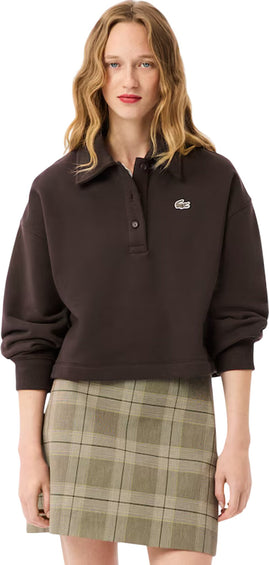 Lacoste Oversized Fleece Polo Collar Sweatshirt - Women's