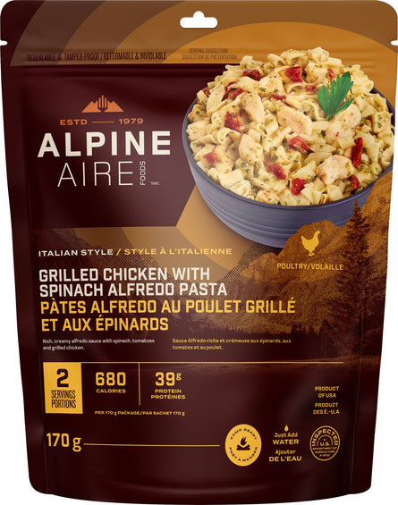 AlpineAire Foods Grilled Chicken with Spinach Alfredo Pasta 