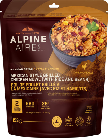 AlpineAire Foods Mexican Style Grilled Chicken Bowl with Rice and Beans
