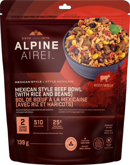 AlpineAire Foods Mexican Style Beef Bowl with Rice and Beans