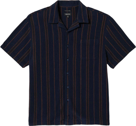Brixton Bunker Waffle Stripe Short Sleeve Camp Collar Shirt - Men's