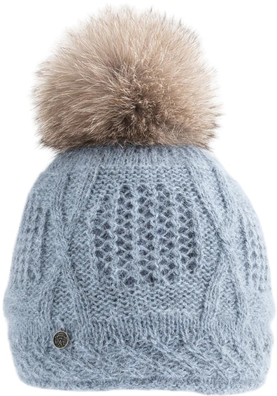 Canadian Hat Vale-P Angora Beanie with Upcycled Fur Pom - Women's