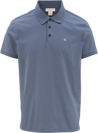 Calvin Klein Smooth Cotton Blend Monogram Logo Polo Shirt - Men's