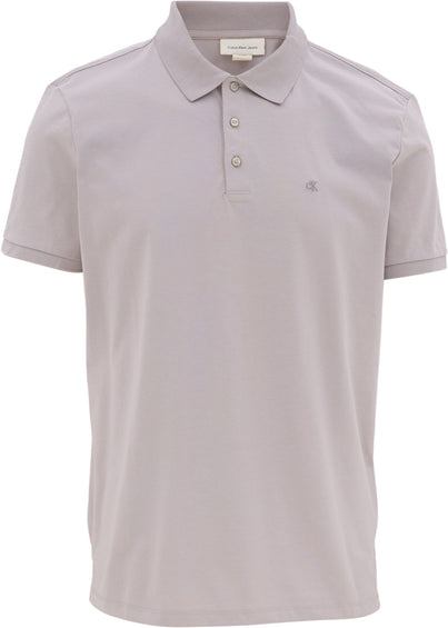 Calvin Klein Smooth Cotton Blend Monogram Logo Polo Shirt - Men's