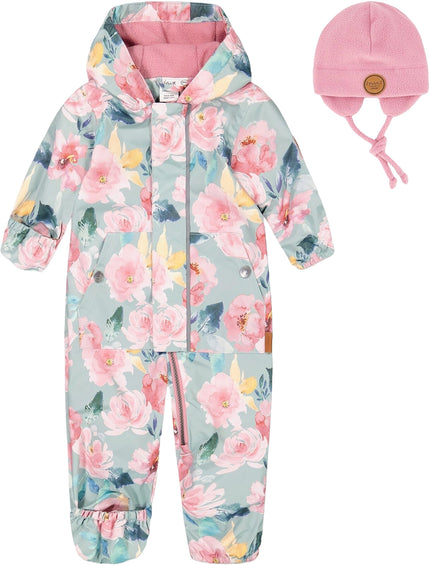 Deux par Deux Printed One Piece Spring Suit and Hat Set - Baby Girls