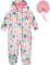 Deux par Deux Printed One Piece Spring Suit and Hat Set - Baby Girls - Printed Watercolor Roses