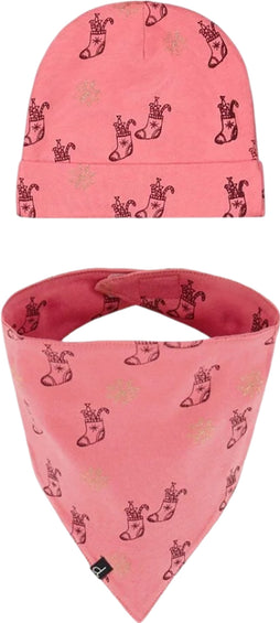 Deux par Deux Organic Cotton Printed Hat and Bib Set - Toddler Girls