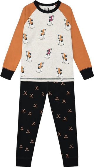 Deux par Deux Organic Cotton Printed Hockey Players Two Piece Pajama Set - Big Boys