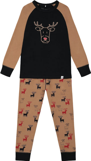Deux par Deux Organic Cotton Printed Reindeers Two Piece Pajama Set - Toddler Boys