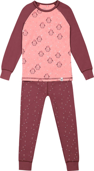 Deux par Deux Organic Cotton Long Sleeve Two Piece Printed Penguins Pajama Set - Baby Girl