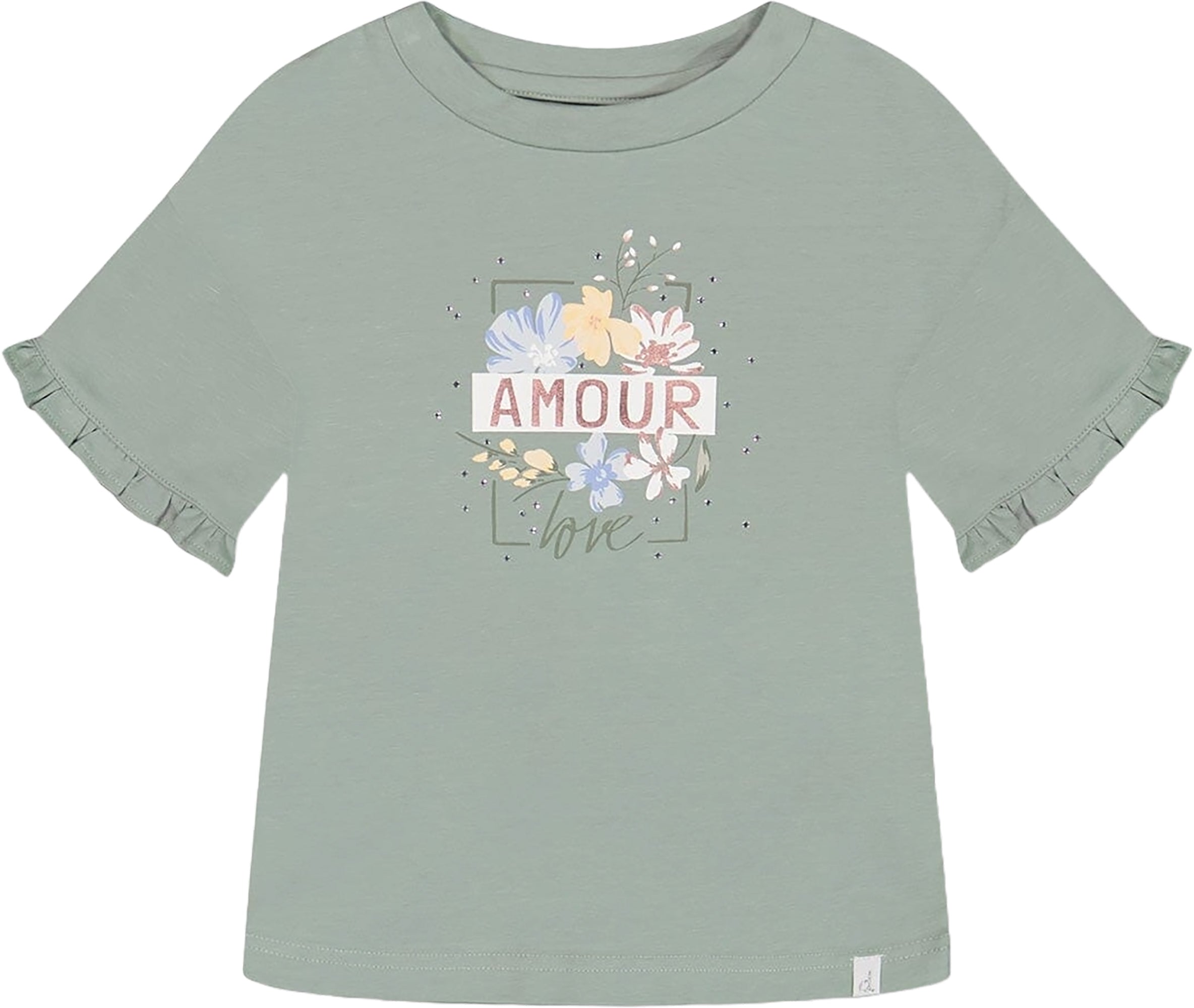 Deux par Deux Print And Frill Organic Jersey Top Little Girls