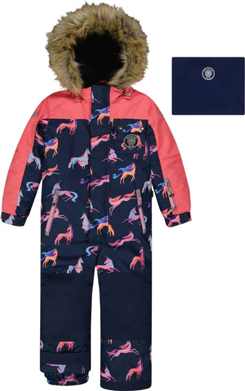 Deux par Deux Faux Fur Printed One Piece Snowsuit - Little Kid