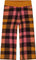 Deux par Deux Plaid Cropped Wide Leg Pant - Little Girl - Plaid Magenta - Brown