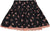 Deux par Deux Printed Flowers Flare Viscose Skirt - Little Girl - Black Printed Flowers