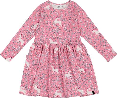 Deux par Deux Printed Dress with Pockets - Big Girl