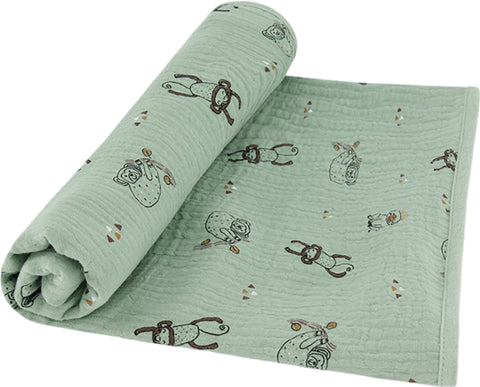 Deux par Deux Navy Blue Paper Boats Printed Muslin Blanket - Boy