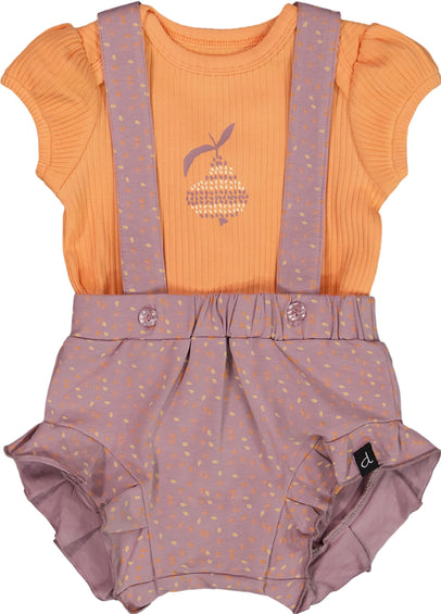 Deux par Deux Printed Organic Cotton Onesie and Shortall Set - Baby Girl