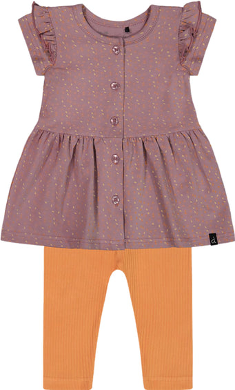 Deux par Deux Printed Organic Cotton Dress and Solid Leggings Set - Baby Girl