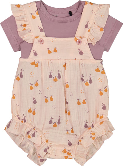 Deux par Deux Printed Muslin Shortall and Organic Cotton Onesie Set - Baby Girl