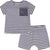 Deux par Deux Organic Cotton Short Sleeve Top and Shorts Set - Baby Boy - Printed Blue Stripes