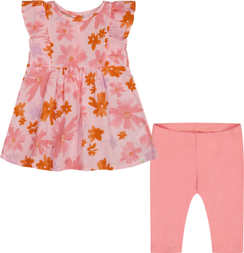 Deux par Deux Printed Tunic and Solid Leggings Set - Little Girl