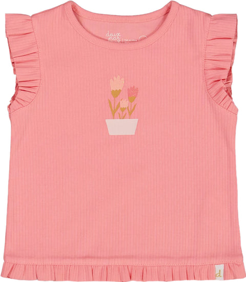 Deux par Deux Rib Tank Top with Frills - Baby Girl