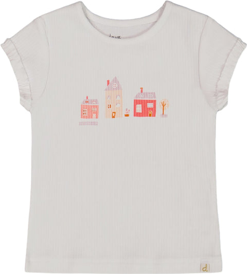 Deux par Deux Flat Back Rib Top with Print - Little Girl
