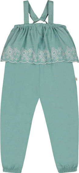 Deux par Deux Chambray Jumpsuit with Embroidery - Baby Girl 