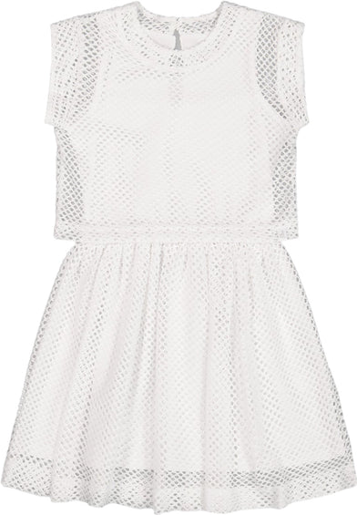 Deux par Deux Bi-Material Mesh and Organic Cotton Dress - Little Girl