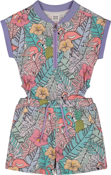 Deux par Deux Printed French Terry Romper - Big Girl
