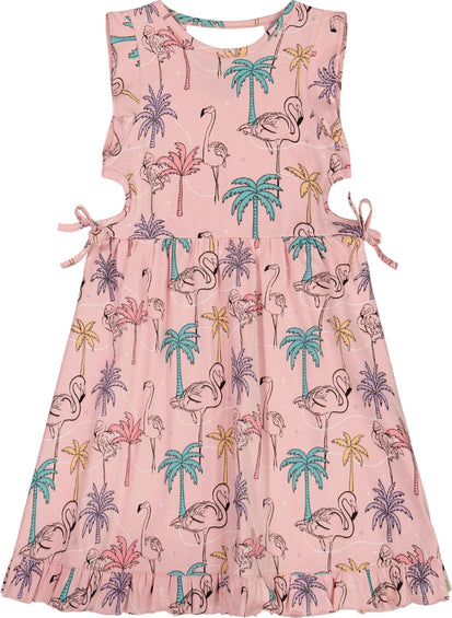 Deux par Deux Printed Organic Cotton Dress with Cut Out Sides - Little Girl
