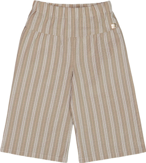 Deux par Deux Striped Wide Leg Capri Linen Pant - Little Girl 