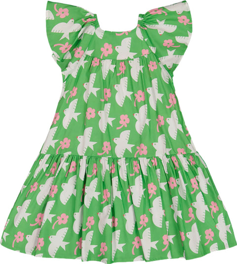 Deux par Deux Printed Dress with Flounce Sleeves - Big Girl 