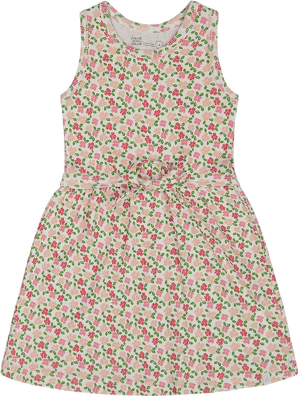 Deux par Deux Printed Ribbed Dress with Waist Tie - Little Girl  