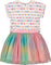 Deux par Deux Bi-Material Dress with Mesh Skirt - Little Girl  
 - Printed Friendship Bracelets