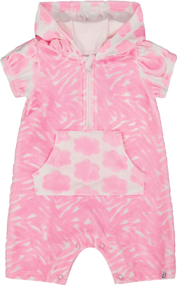 Deux par Deux Printed Terry Romper with Hood - Baby Girl 