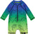 Deux par Deux Printed One-Piece Long Sleeve Rashguard - Baby Boy - Green Blue Gradient Dinosaurs