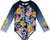 Deux par Deux Printed Long Sleeve Rashguard - Big Girl   - Printed Flowers Indigo