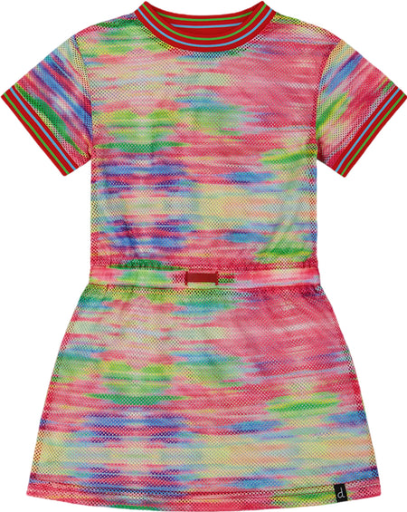 Deux par Deux Multicolored Short Sleeve Mesh Beach Dress - Little Girl  