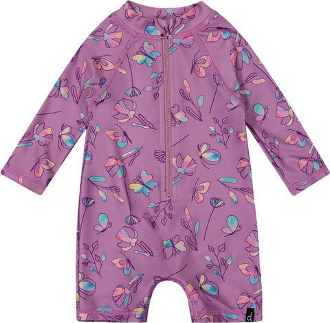 Deux par Deux Printed One-Piece Long Sleeve Rashguard - Baby Girl