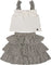 Deux par Deux Bow Top and Ruffled Skirt Set - Little Girl - Off White