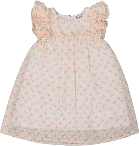 Deux par Deux Printed Dress with Frills - Little Girl