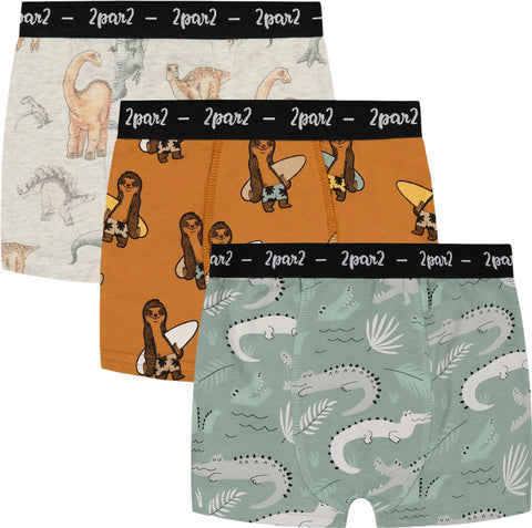 Deux par Deux Printed Multicolored Organic Cotton Pack of 3 Boxer Shorts - Boys
