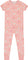 Deux par Deux Two Piece Short Sleeve Top and Pant Pajama Set - Big Girl - Printed Pink Butterflies