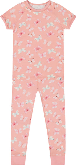 Deux par Deux Two Piece Short Sleeve Top and Pant Pajama Set - Little Girl