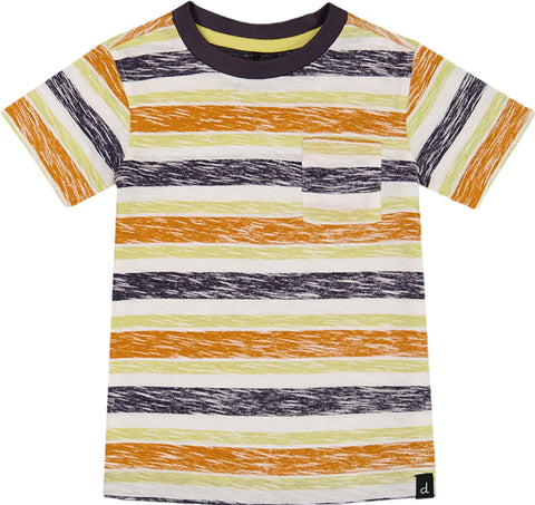 Deux par Deux Printed Striped Organic Cotton T-Shirt - Little Boy
