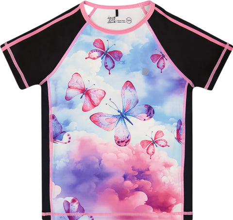 Deux par Deux Printed Short Sleeve Athletic Top - Little Girl
